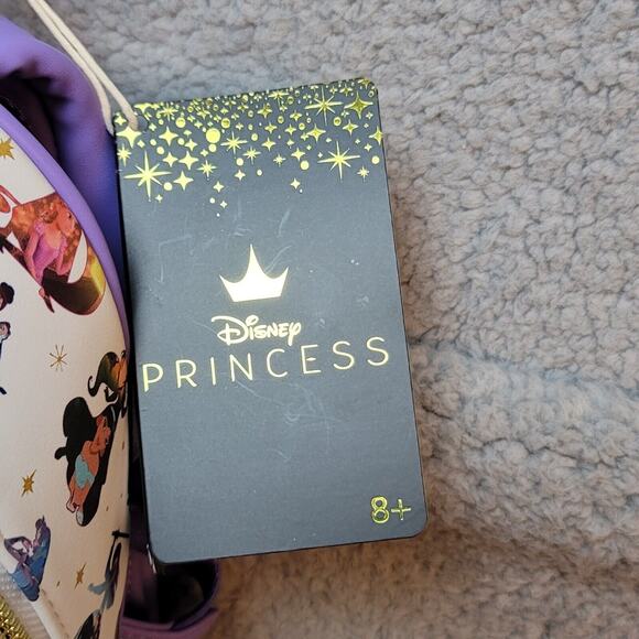 Loungefly Disney Princess Mini Backpack Princess Silhouette Purple White NEW - Picture 2 of 11